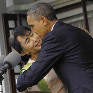Obama kissing Aung San Suu Kyi