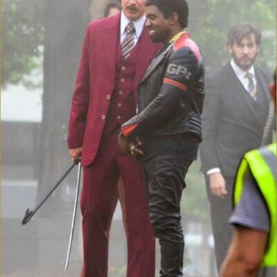 Kanye West on the set of Anchorman 2